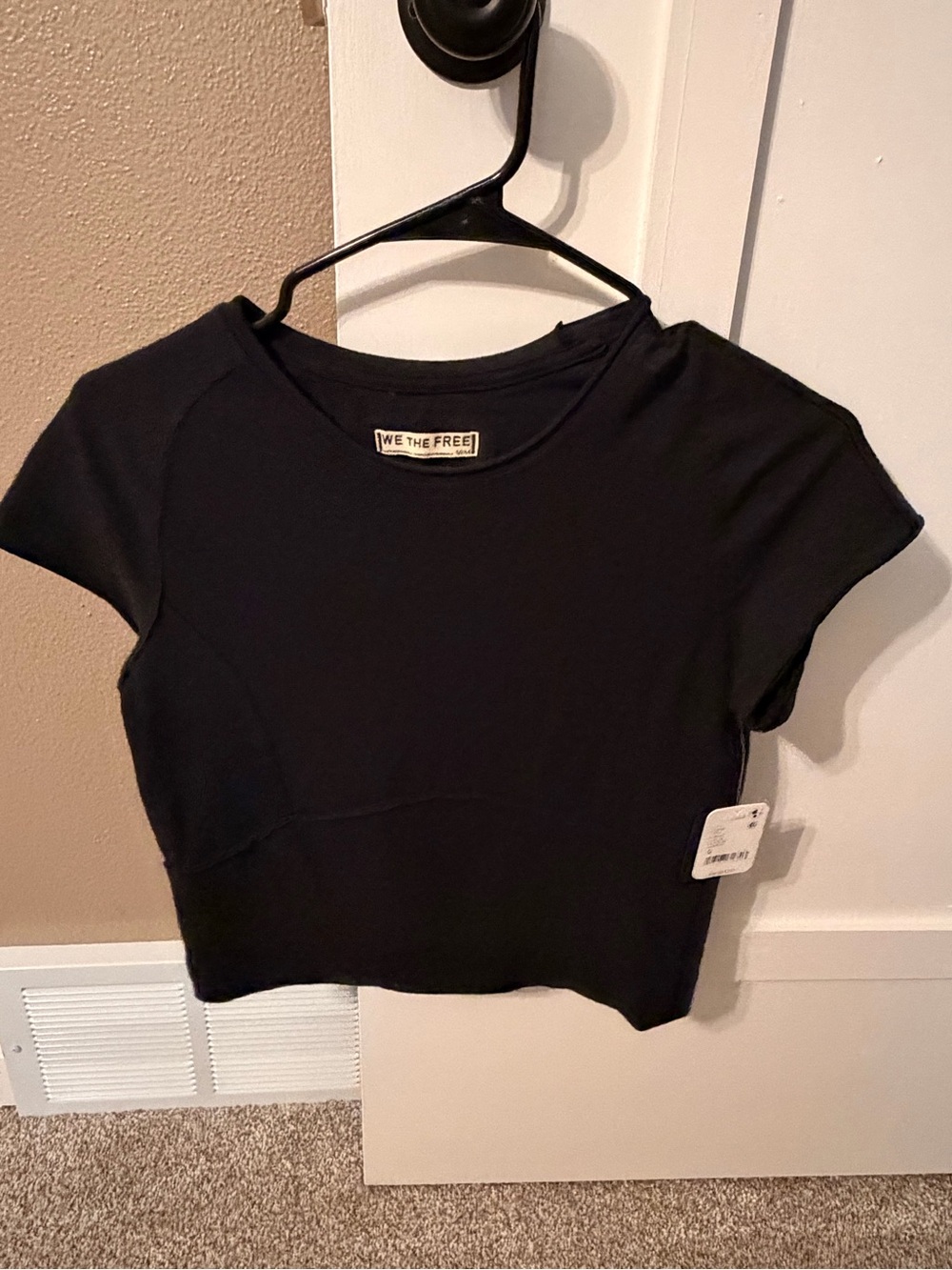 We The Free Black Short Sleeve Crop Tee